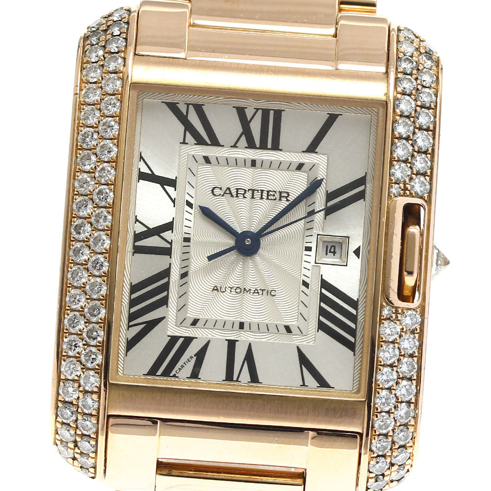 CARTIER Tank Anglaise LM WT100003 K18PG Diamond Bezel Automatic Boy's_826778