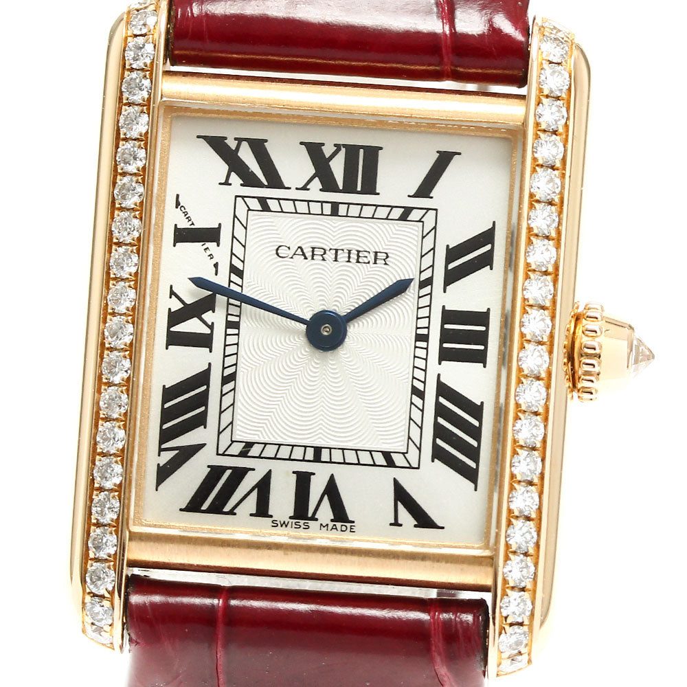 CARTIER Tank Louis SM WJTA0010 K18PG side diamond Silver Dial Hand Winding Ladies Watch_826807