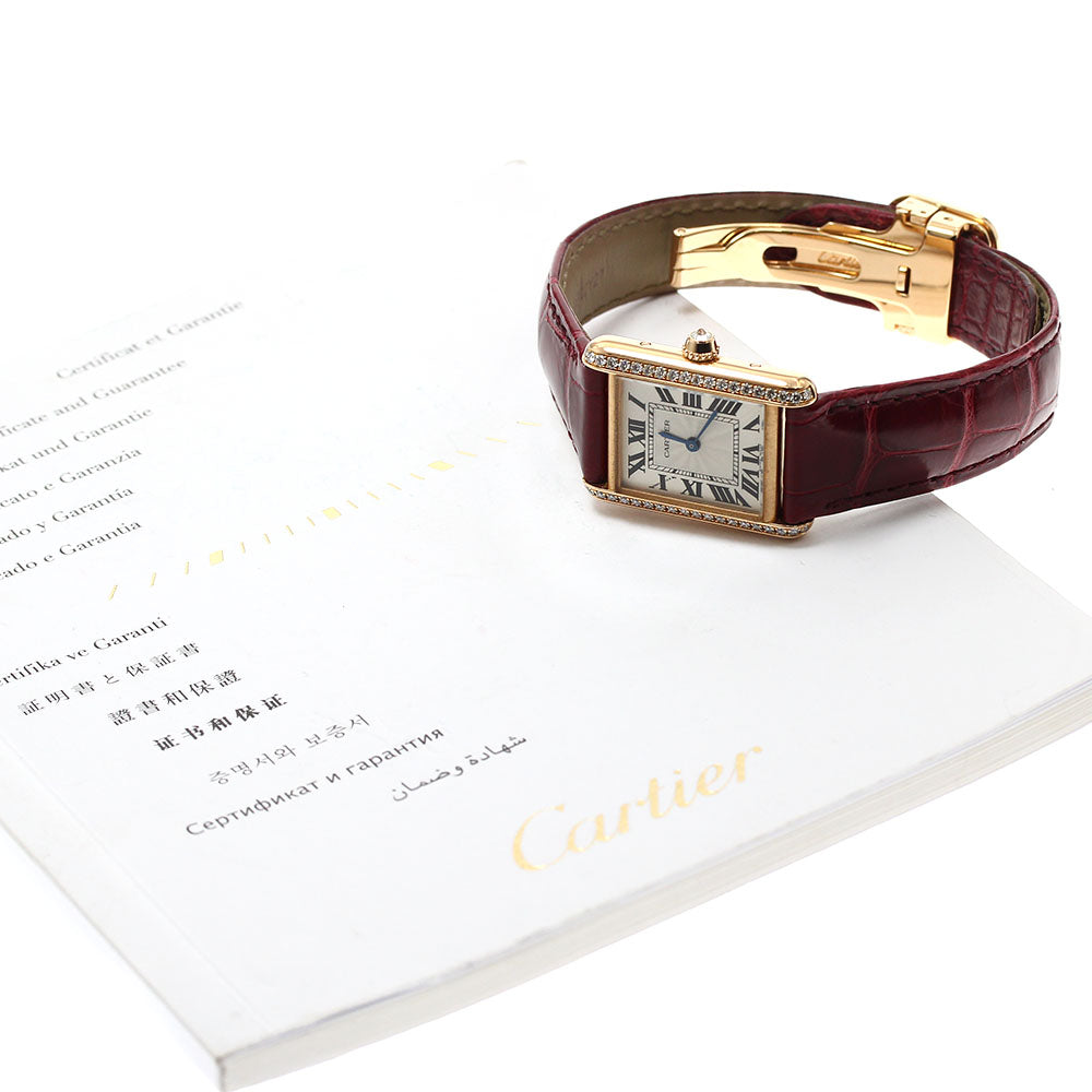 CARTIER Tank Louis SM WJTA0010 K18PG side diamond Silver Dial Hand Winding Ladies Watch_826807