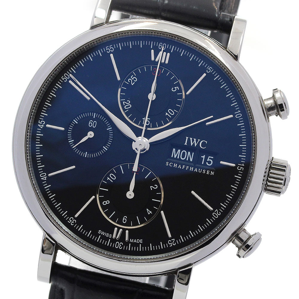 IWC SCHAFFHAUSEN Portofino IW391029 Chronograph day date black Dial Automatic Men's Watch_826829