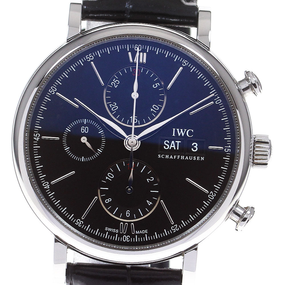 IWC SCHAFFHAUSEN Portofino IW391029 Chronograph day date black Dial Automatic Men's Watch_826831
