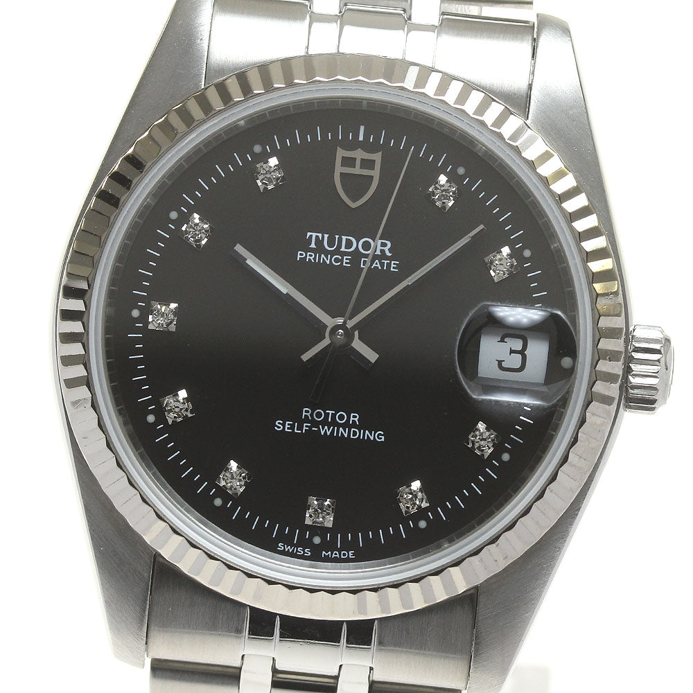 TUDOR Prince Date 74034 WG bezel 10P cal.2824-2 black Dial AT Men's Watch_826834