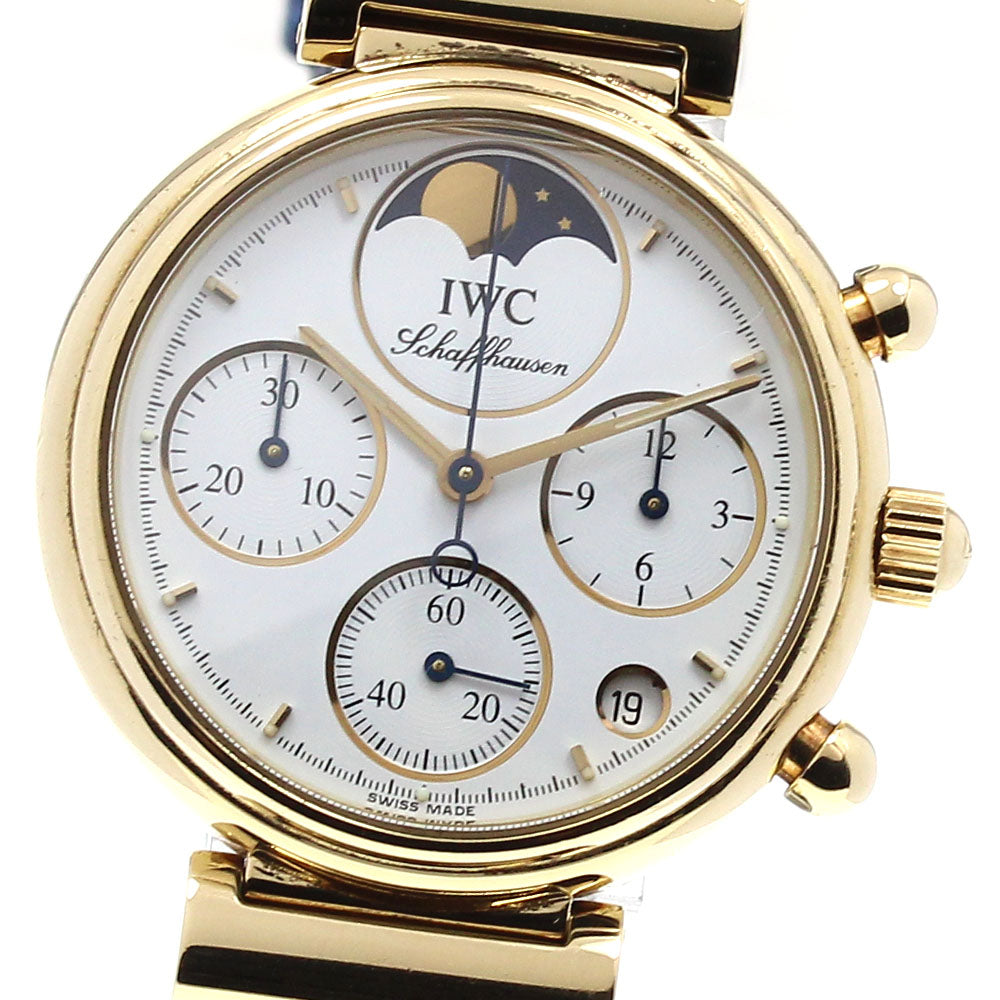 IWC SCHAFFHAUSEN Little Da Vinci IW373601 K18YG Chronograph Moon Phase white Dial Quartz Ladies Watch_826841