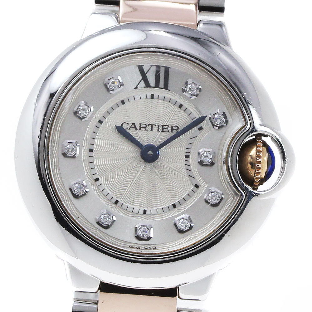 CARTIER Baron bleu SM WE902030 K18PG 2 tone 11P diamond Quartz Ladies _826844