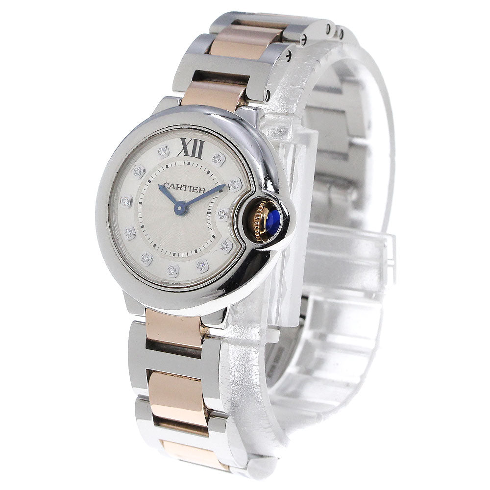 CARTIER Baron bleu SM WE902030 K18PG 2 tone 11P diamond Quartz Ladies _826844