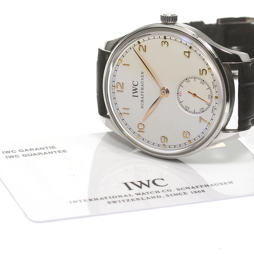 IWC SCHAFFHAUSEN Portugieser Handwind IW545408 Small seconds Silver Dial Hand Winding Men's Watch_826873