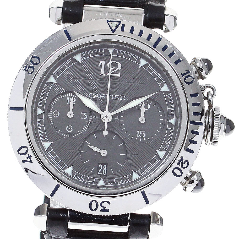 CARTIER Pasha 38 mm W3105155 Chronograph Date gray Dial Automatic Men's Watch_826956