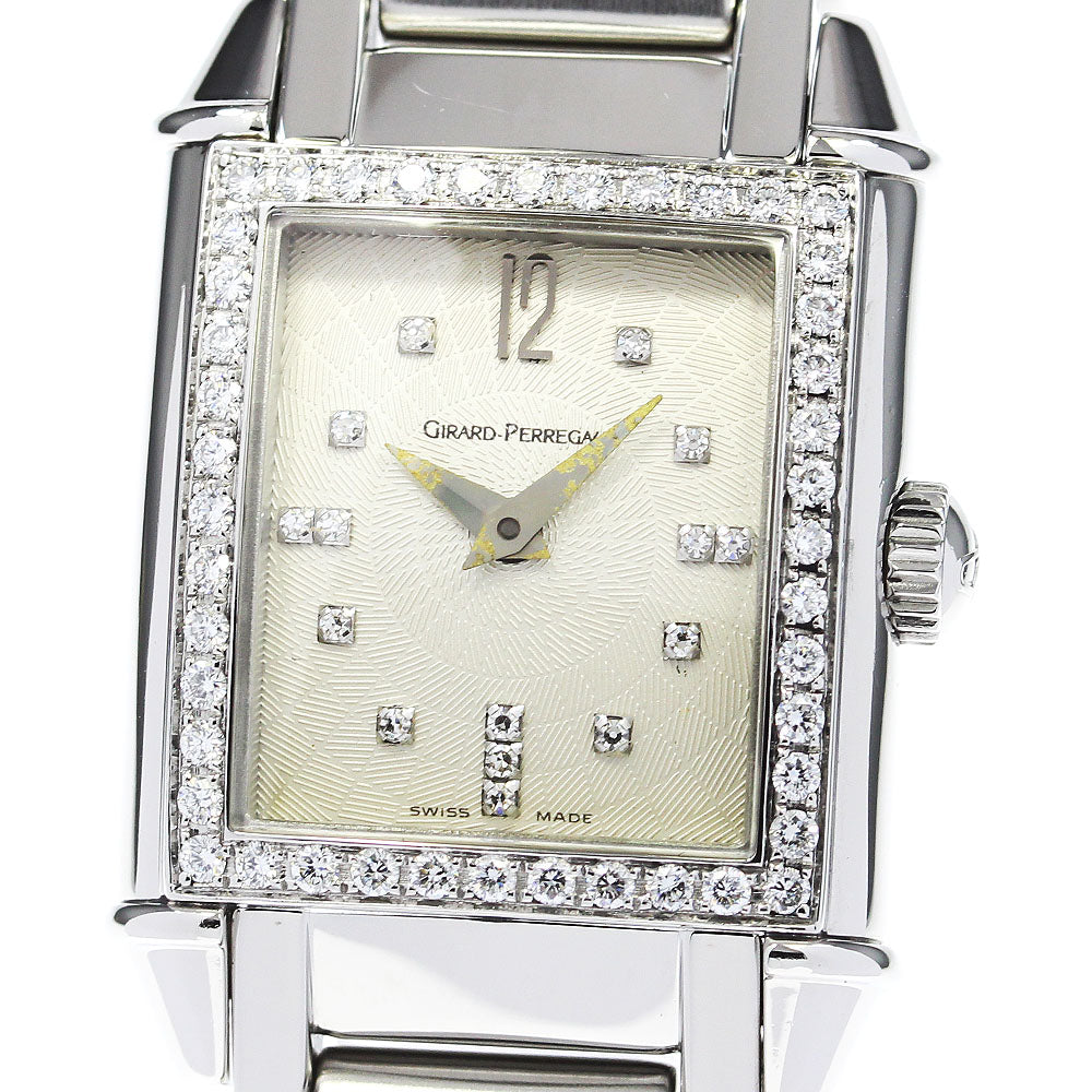 GIRARD PERREGAUX vintage 25911 Diamond Bezel Silver Dial Quartz Ladies _827073