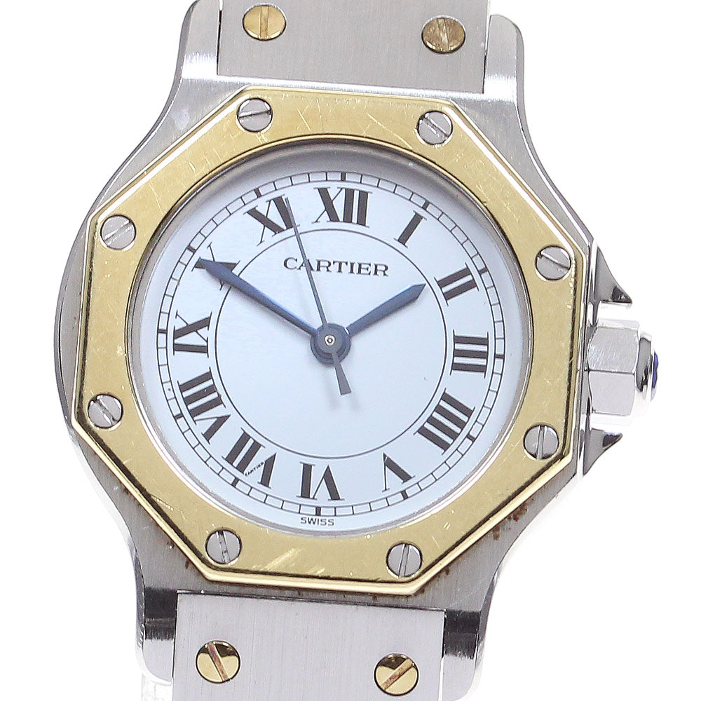 CARTIER Santos Octagon SM YG bezel White Dial Automatic Ladies Watch_827098