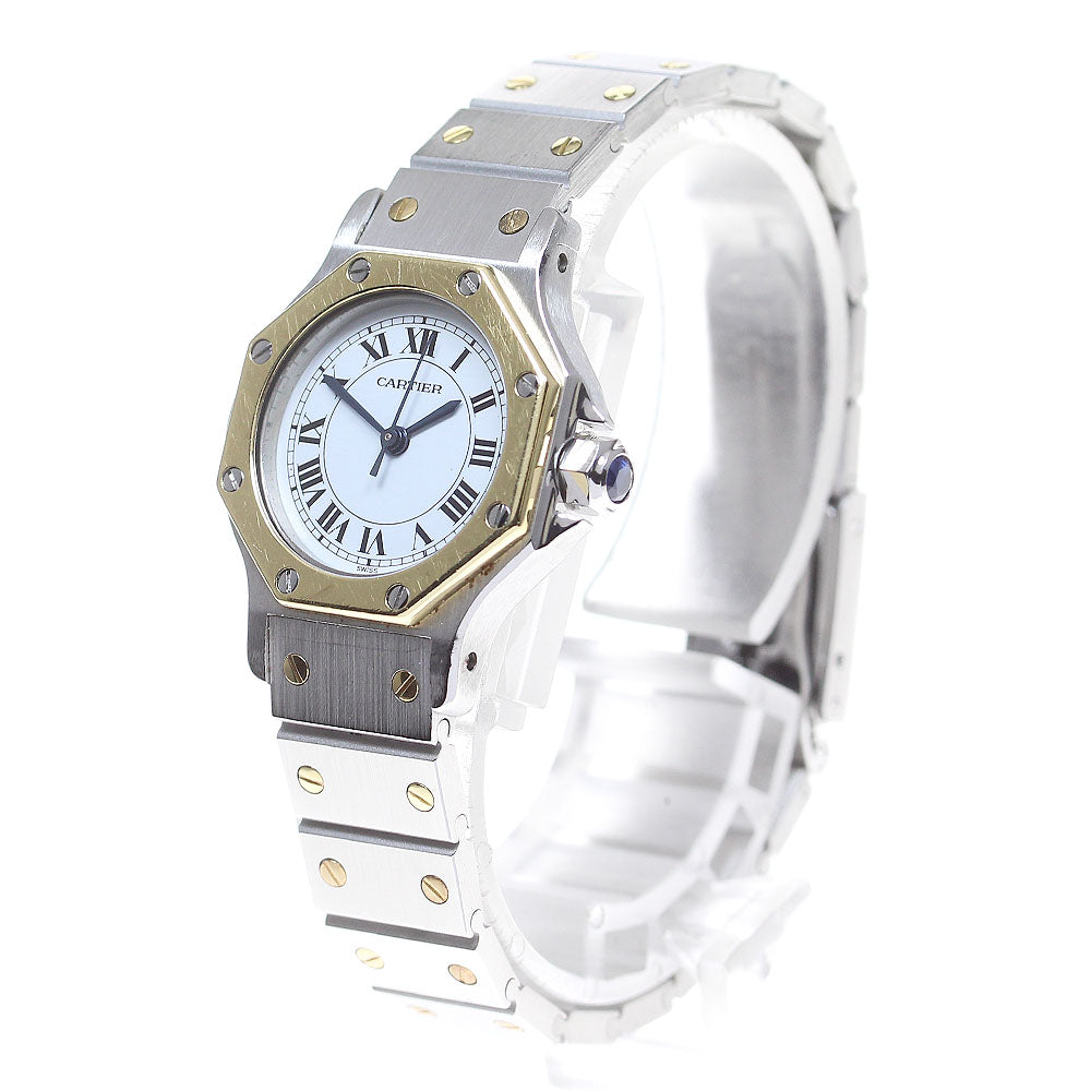 CARTIER Santos Octagon SM YG bezel White Dial Automatic Ladies Watch_827098