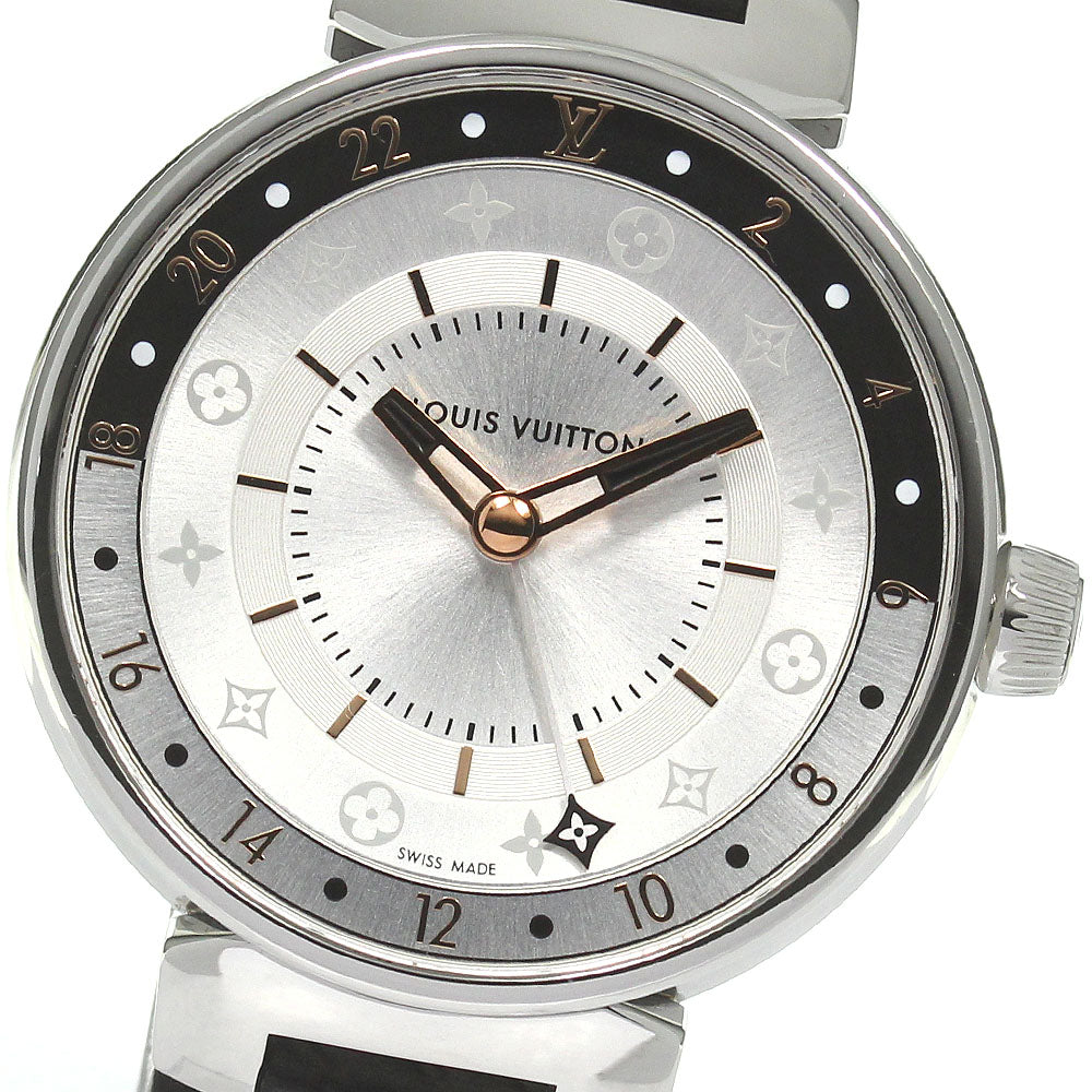LOUIS VUITTON Tambour Moon Dual Time QA104Z Silver Dial Quartz Ladies_827134