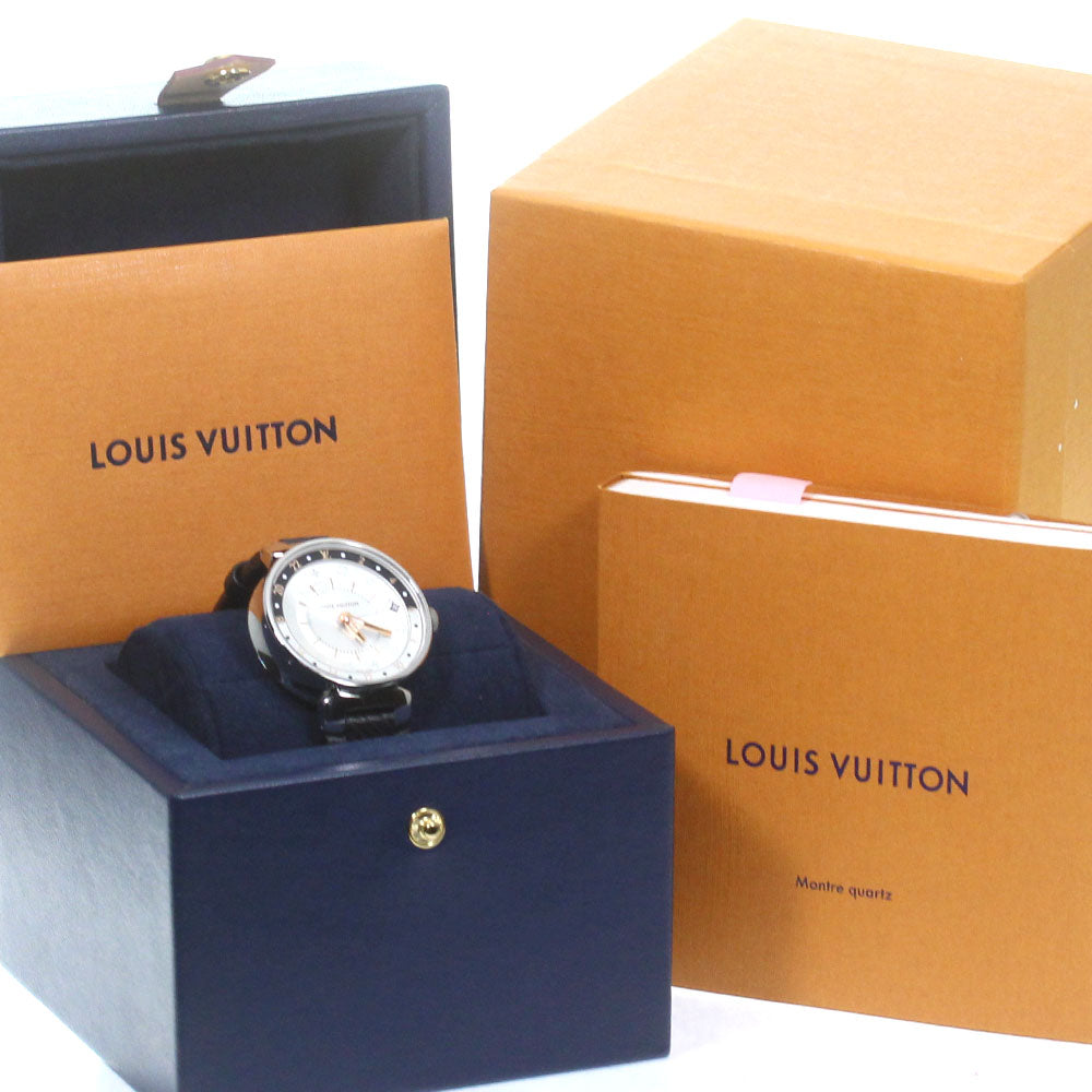 LOUIS VUITTON Tambour Moon Dual Time QA104Z Silver Dial Quartz Ladies_827134