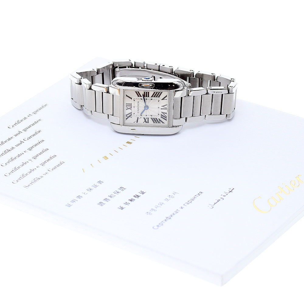 CARTIER Tank Anglaze SM W5310022 Silver Dial Quartz Ladies Watch_827181