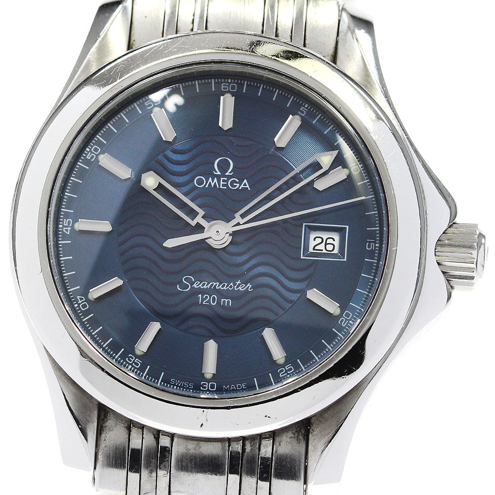 OMEGA Seamaster120 2571.81 Date Navy Dial Quartz Ladies Watch_827343
