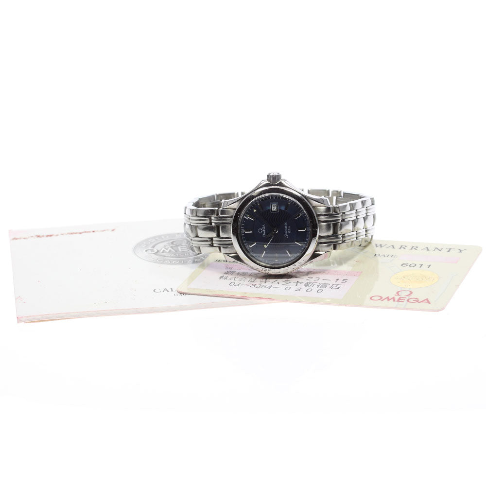 OMEGA Seamaster120 2571.81 Date Navy Dial Quartz Ladies Watch_827343