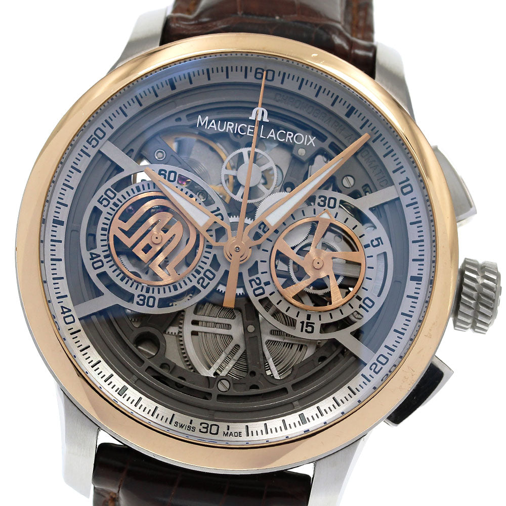 Maurice Lacroix Masterpiece MP6028-PS101-001-1 K18PGBezel skeleton Dial Automatic Men's Watch_827542