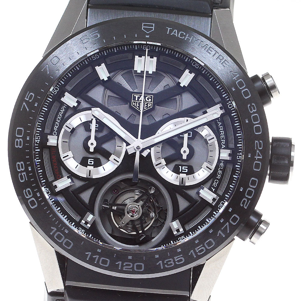 TAG HEUER Carrera Heuer 02T Flying CAR5A8Y Tourbillon chronograph black Dial Automatic Men's Watch_827595