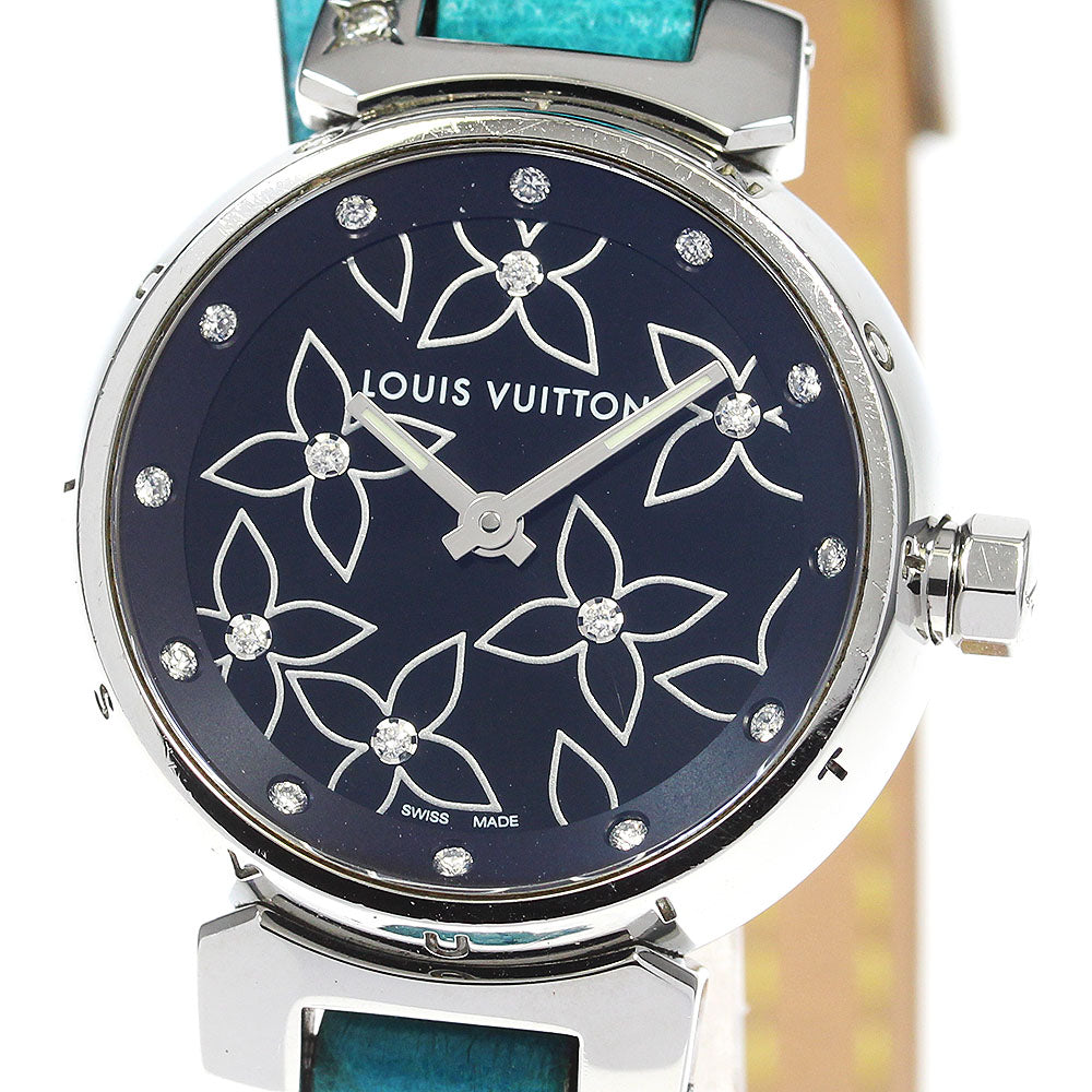 LOUIS VUITTON Tambour Lovely Q121G 18P diamond black Dial Quartz Ladies Watch_827619