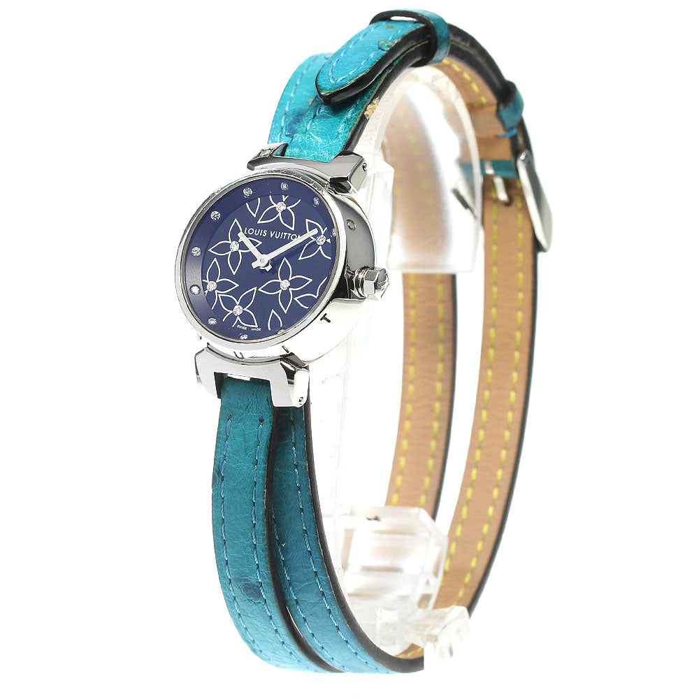 LOUIS VUITTON Tambour Lovely Q121G 18P diamond black Dial Quartz Ladies Watch_827619