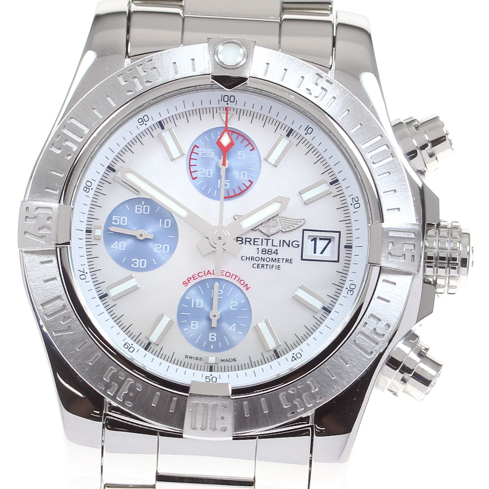 BREITLING Avenger II A13381 Chronograph White shell Dial Automatic Men's Watch_827876