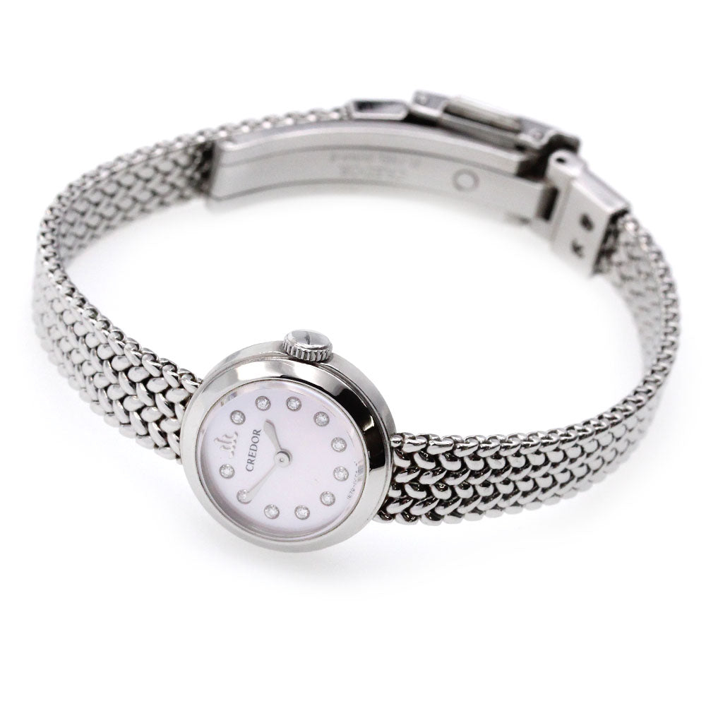 SEIKO CREDOR SIGNO 1E70-0BP0/GSTE923 11P diamond Pink shell Dial Quartz Ladies Watch_827999