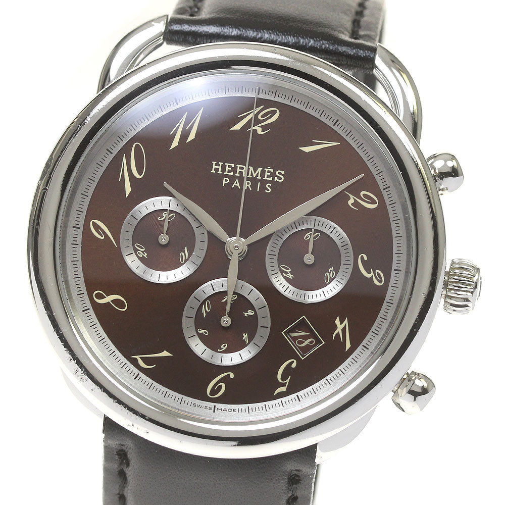 HERMES Arceau AR4.910 Chronograph Brown Dial Automatic Men's Watch_828205