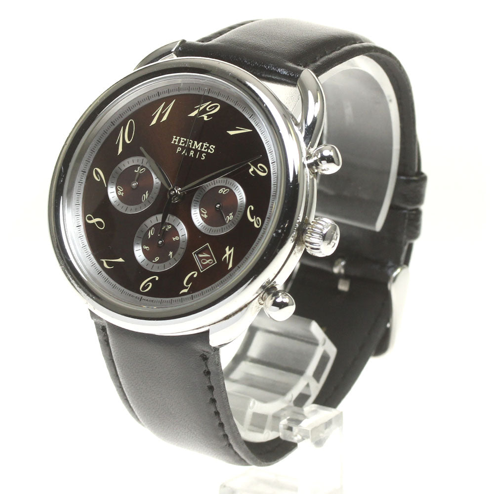 HERMES Arceau AR4.910 Chronograph Brown Dial Automatic Men's Watch_828205