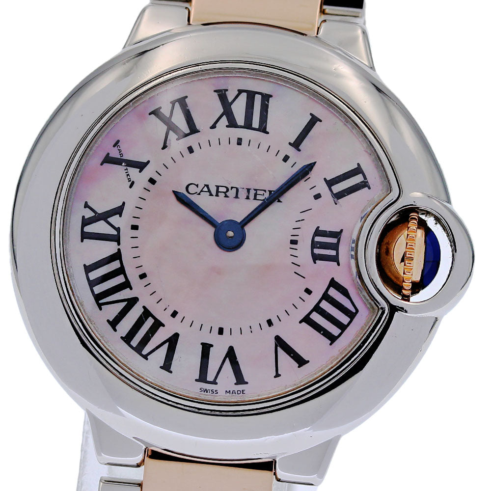 CARTIER Baron Blue SM W6920034 Pink shell Dial Quartz Ladies Watch_828278