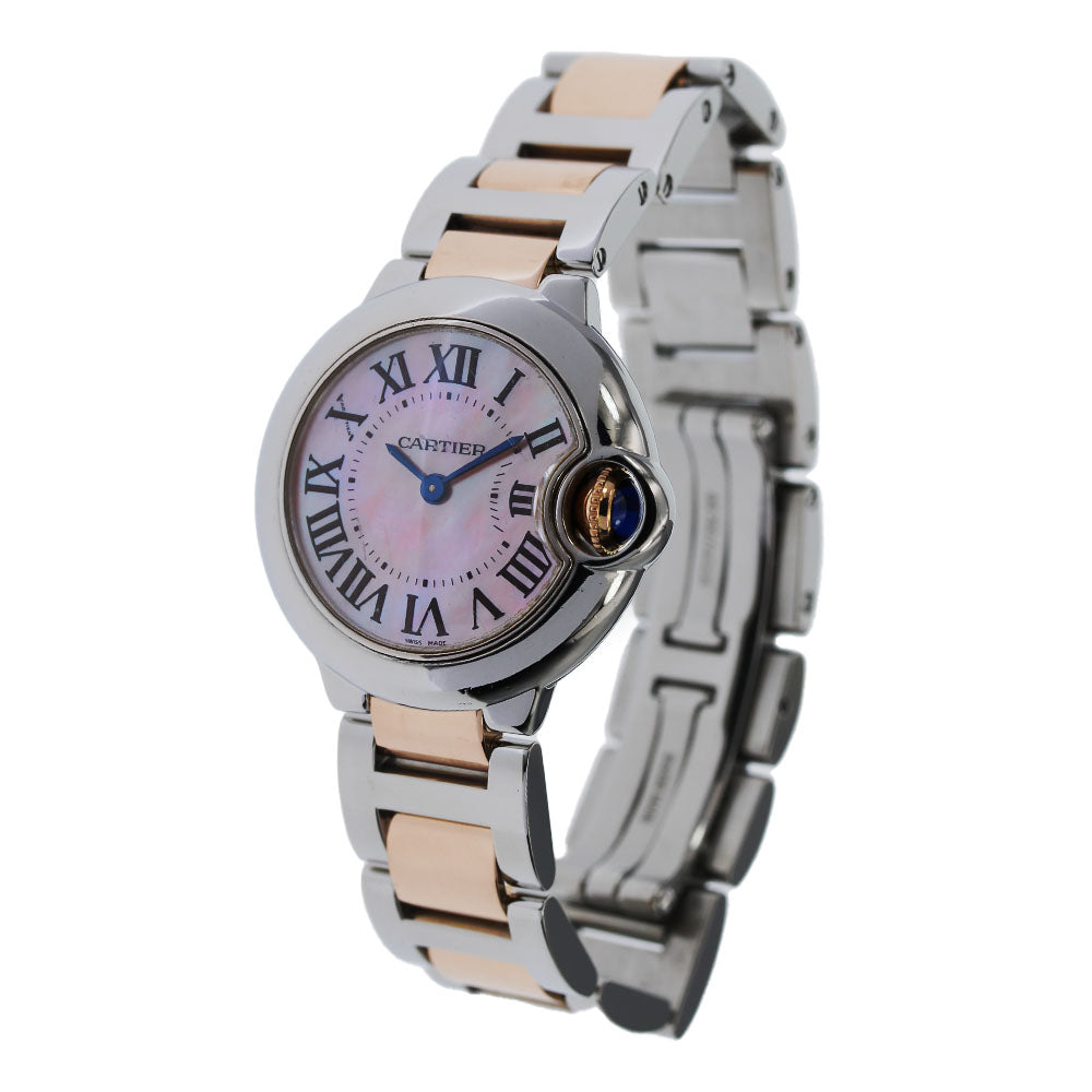 CARTIER Baron Blue SM W6920034 Pink shell Dial Quartz Ladies Watch_828278