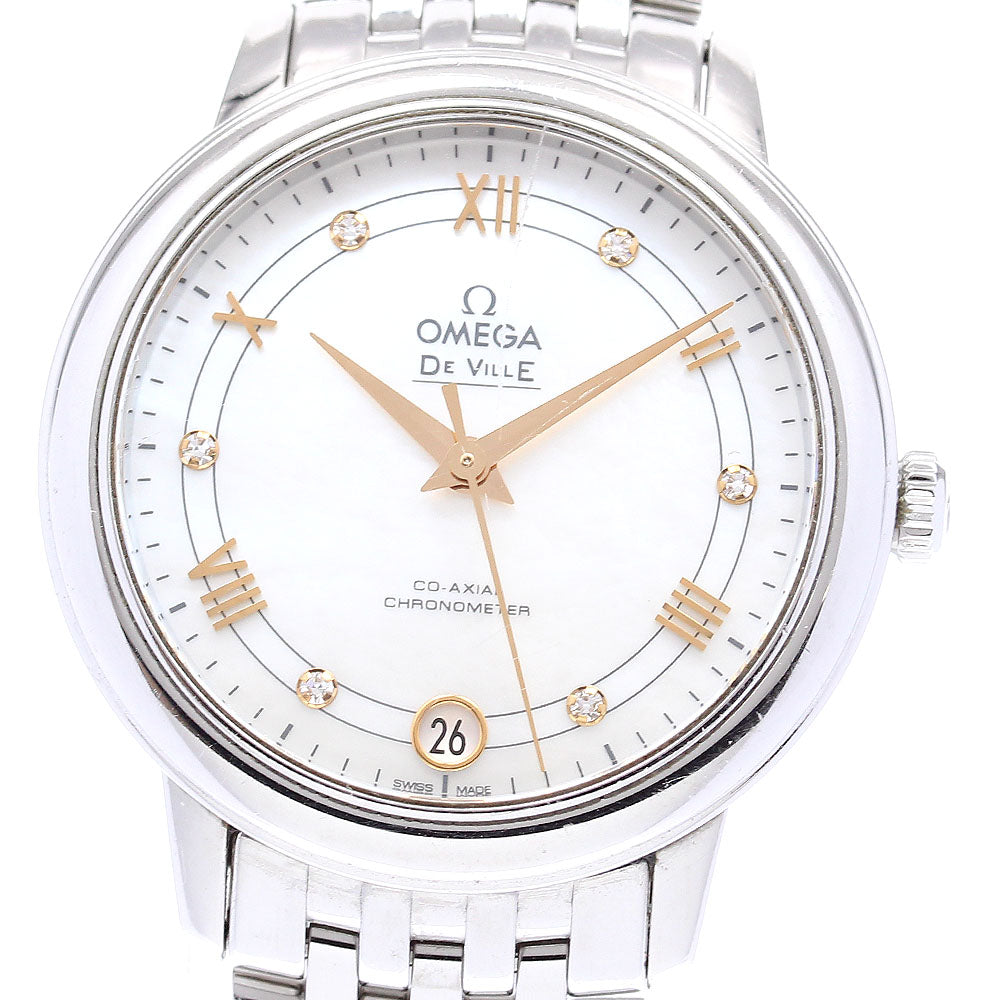 OMEGA De Ville Prestige 424.10.33.20.55.002 6P diamond date White shell Dial Automatic Ladies Watch_828282