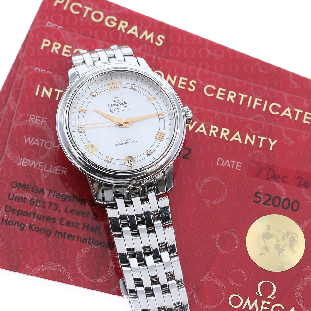 OMEGA De Ville Prestige 424.10.33.20.55.002 6P diamond date White shell Dial Automatic Ladies Watch_828282