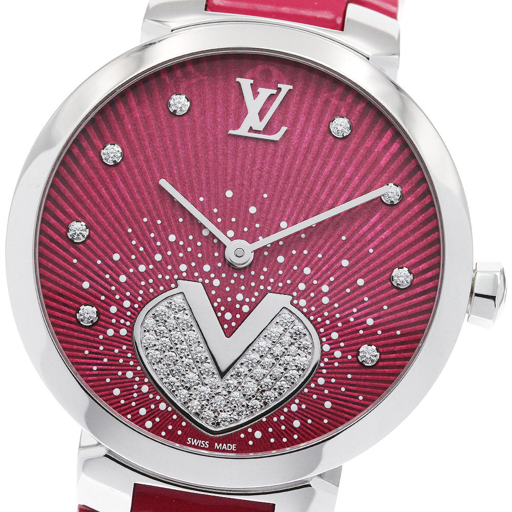 LOUIS VUITTON Tambour Cool V MM Q1G09 8P Diamond Quartz Ladies Watch_828298