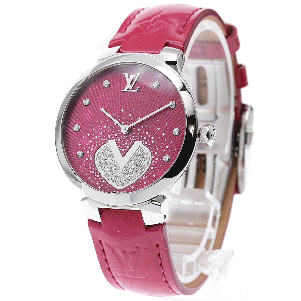 LOUIS VUITTON Tambour Cool V MM Q1G09 8P Diamond Quartz Ladies Watch_828298