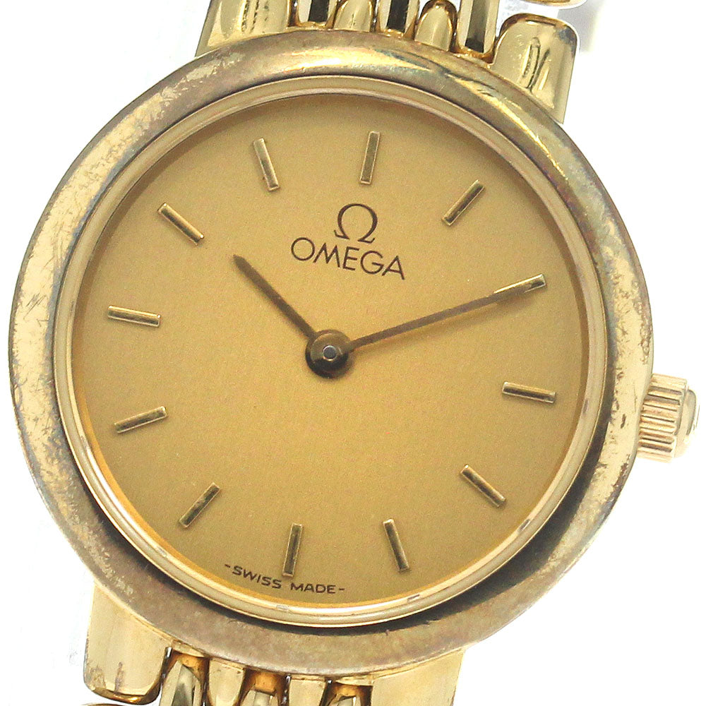 OMEGA De Ville Prestige Date Gold Dial Quartz Ladies Watch_828392