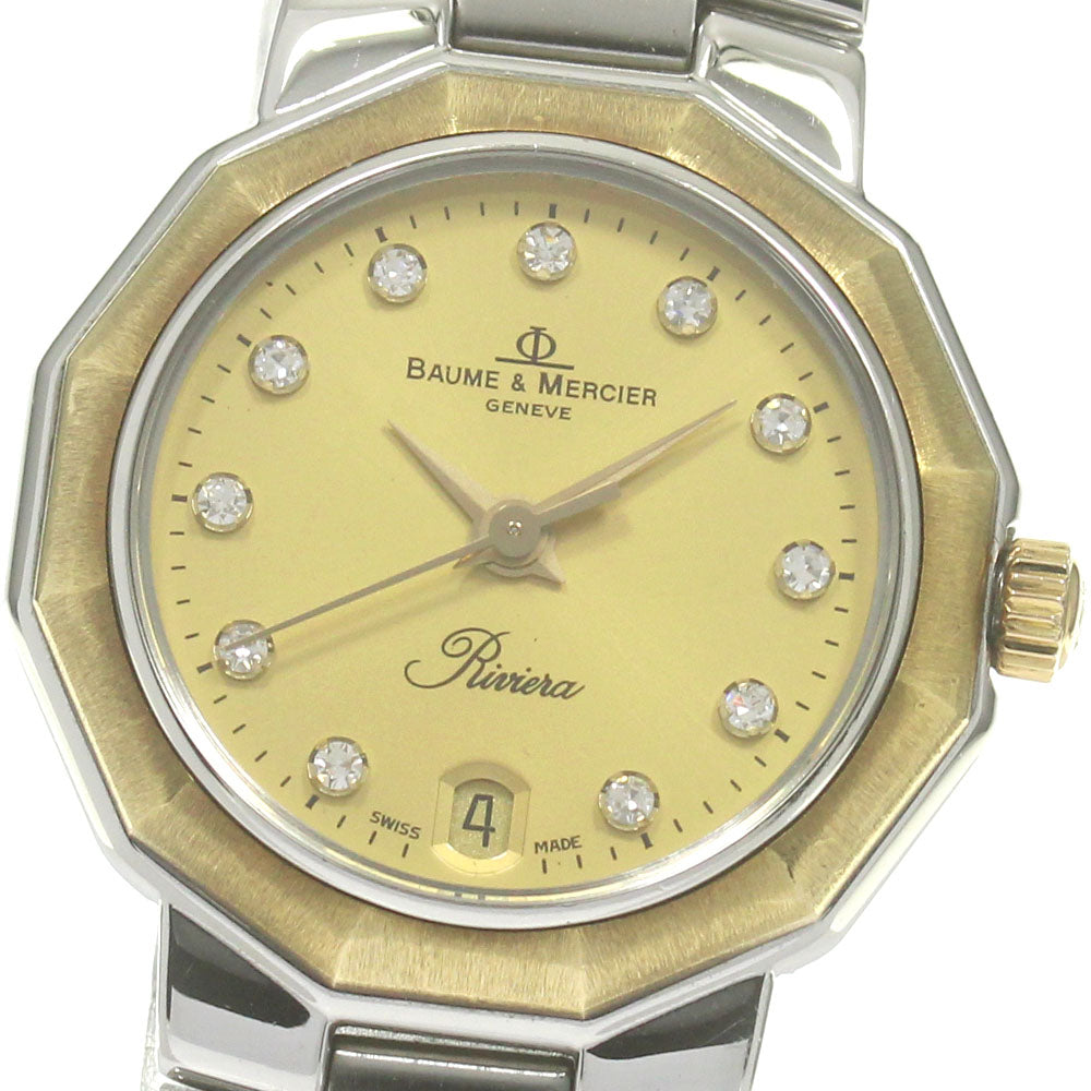 Baume & Mercier Riviera 5231 11P diamond Gold Dial Quartz Ladies Watch_828836