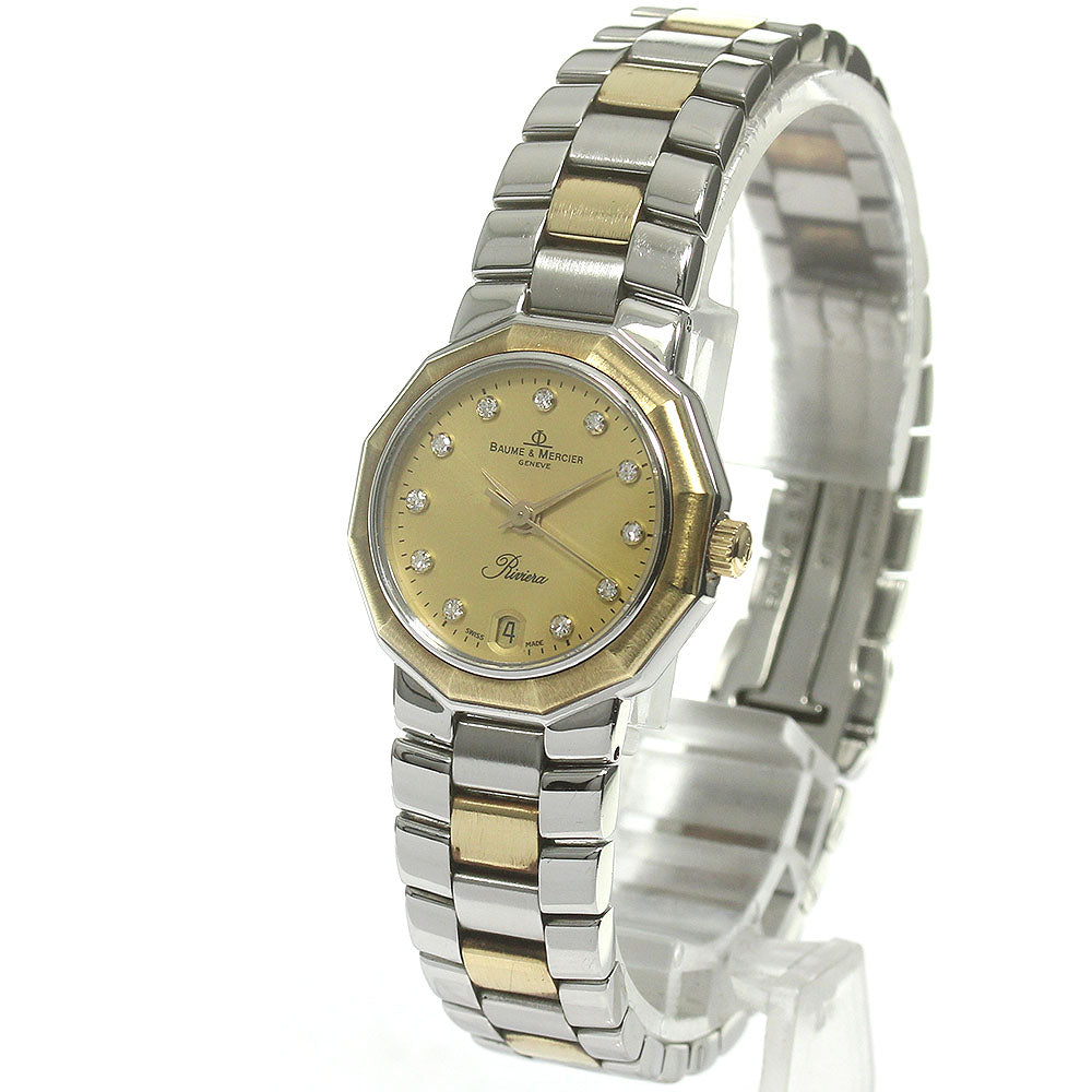 Baume & Mercier Riviera 5231 11P diamond Gold Dial Quartz Ladies Watch_828836