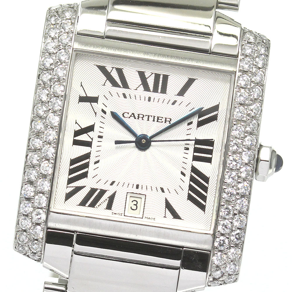 CARTIER Tank francaise LM W51002Q3 After diamond bezel Silver Dial Automatic Men's Watch_829469
