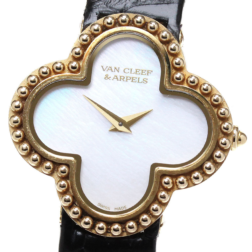 Van Cleef & Arpels Alhambra 136574 18K Pink Gold White shell Dial Quartz Ladies Watch_829553