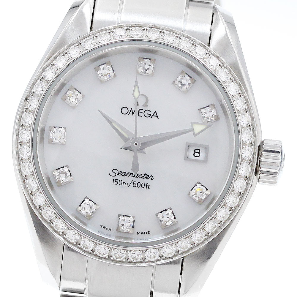 OMEGA Seamaster Aqua Terra 2579.75 Diamond bezel 11P White shell Dial Quartz Ladies Watch_829938