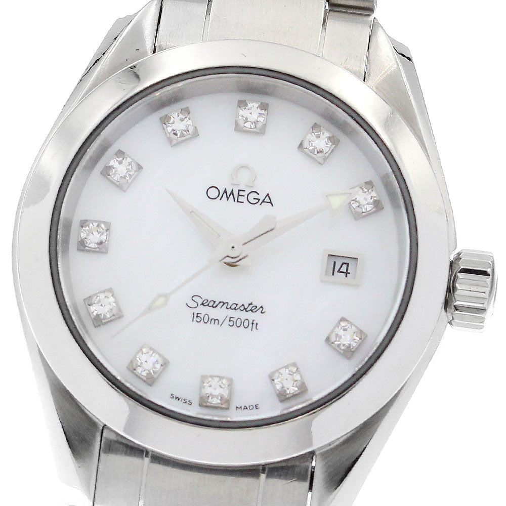 OMEGA Seamaster Aqua Terra 2577.75 11P diamond White shell Dial Quartz Ladies Watch_829954