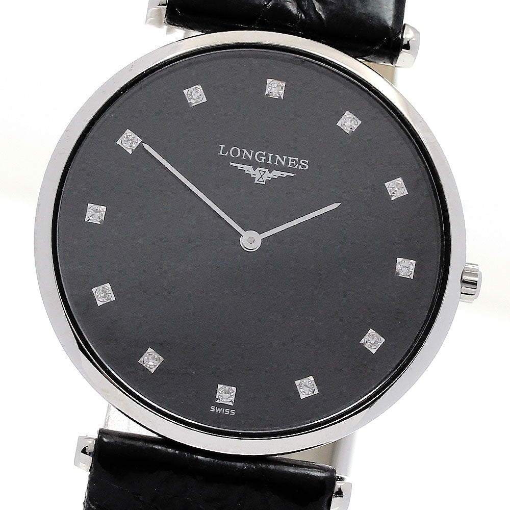 LONGINES Grand classic L4.709.4 12P diamond black Dial Quartz Men's Watch_830091