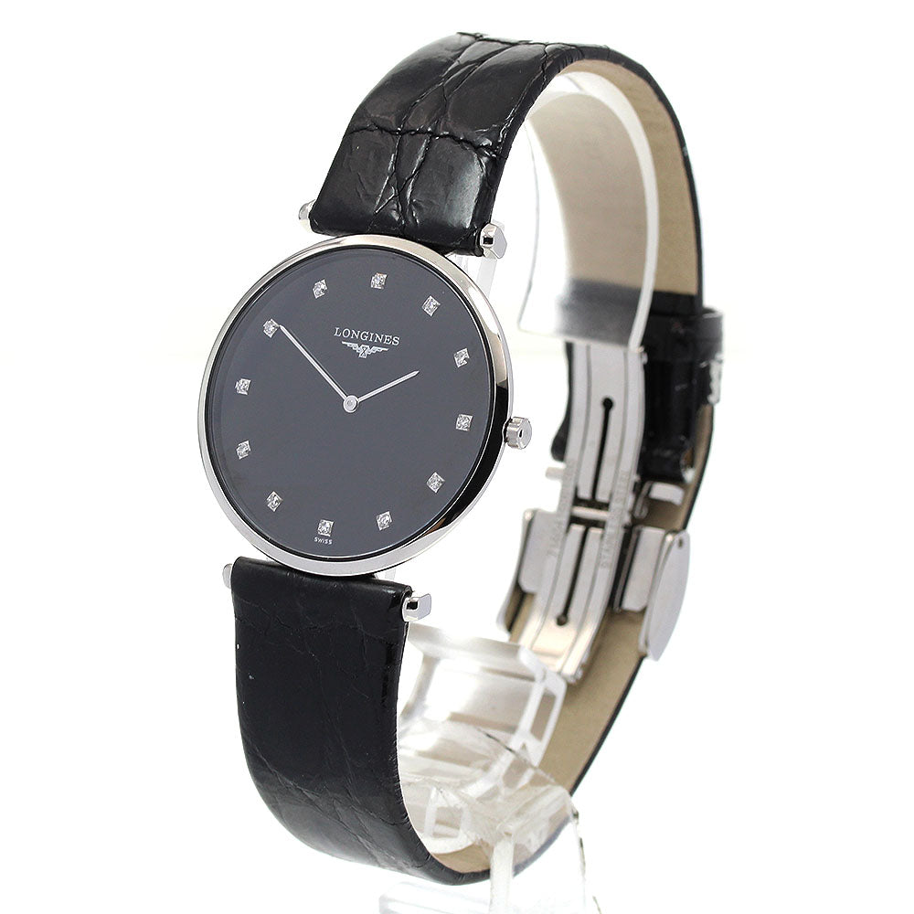 LONGINES Grand classic L4.709.4 12P diamond black Dial Quartz Men's Watch_830091