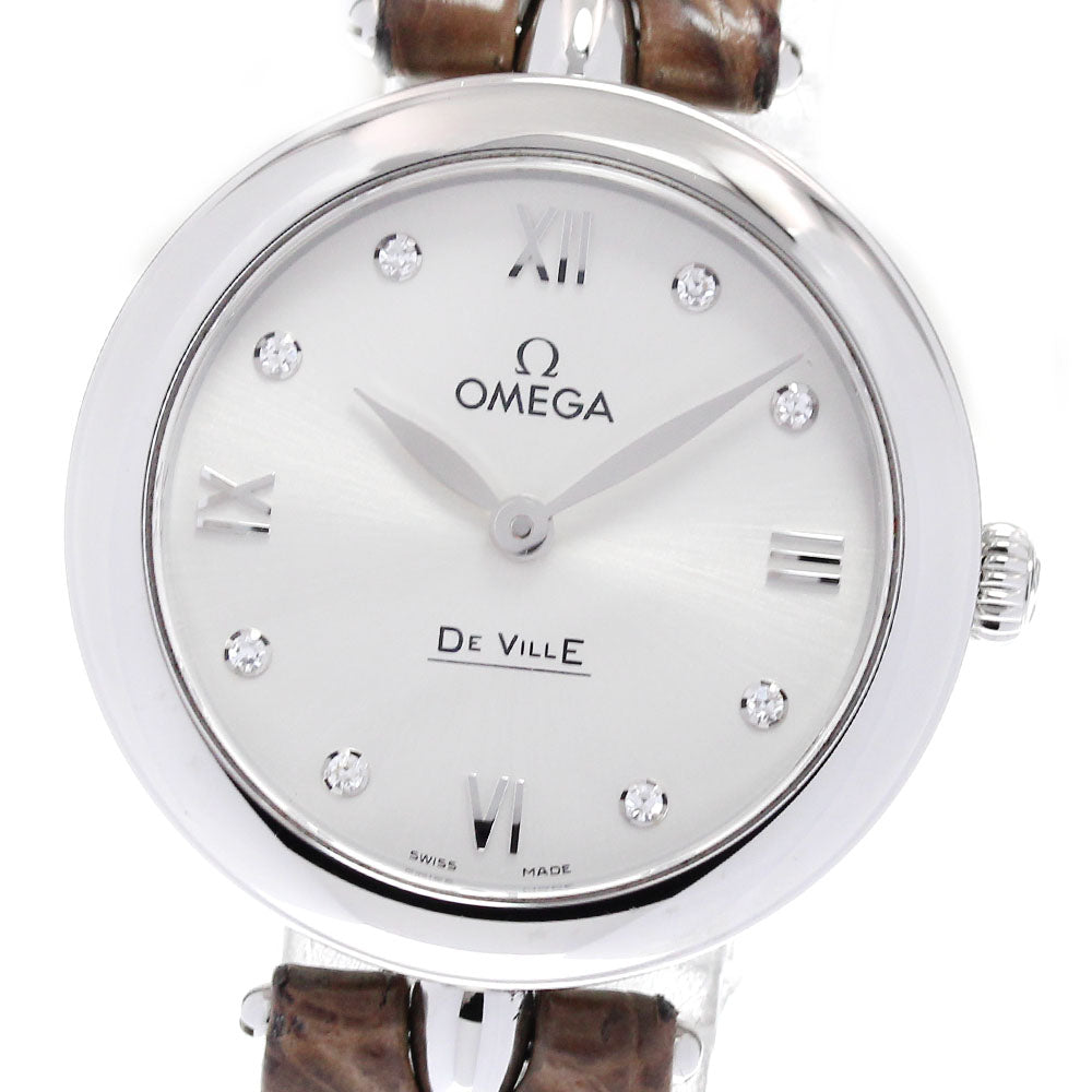 OMEGA De Ville Prestige Dewdrop 424.13.27.60.52.001 8P diamond Silver Dial Quartz Ladies Watch_830209