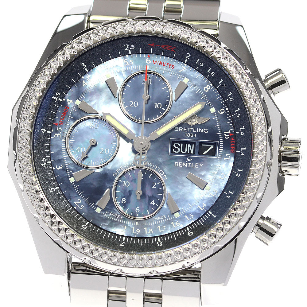 BREITLING bentley gt special edition A13362 Chronograph day date Blue shell Dial Automatic Men's Watch_830214