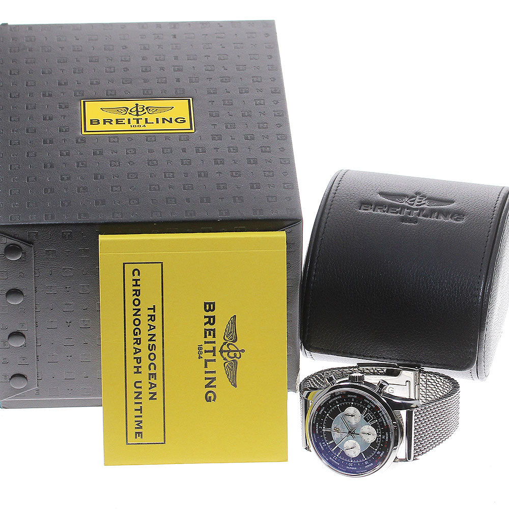 BREITLING Transocean Chronograph Unitime AB0510 black Dial Automatic Men's Watch_830231