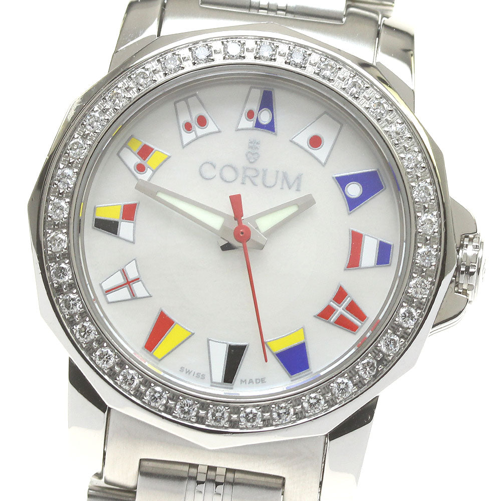 CORUM Admirals cup 039.440.47 Diamond Bezel White shell Dial Quartz Ladies Watch_830351