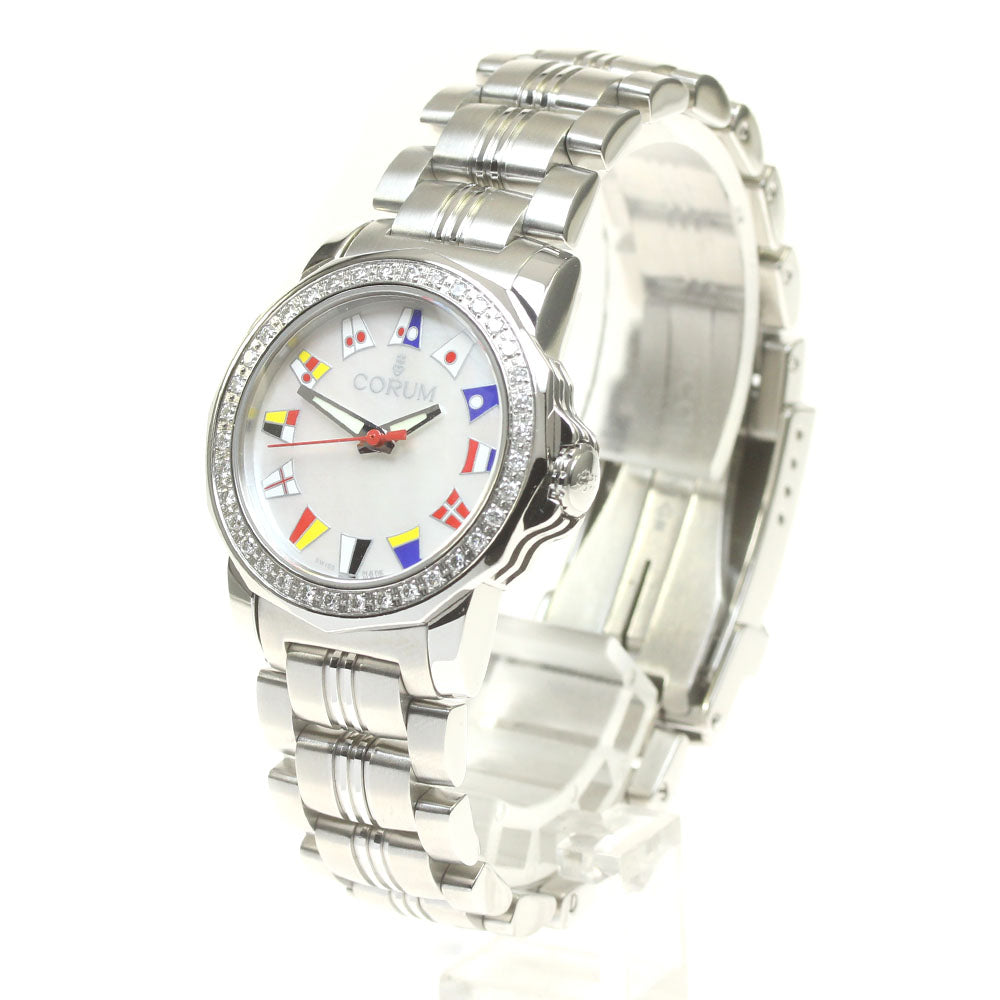 CORUM Admirals cup 039.440.47 Diamond Bezel White shell Dial Quartz Ladies Watch_830351