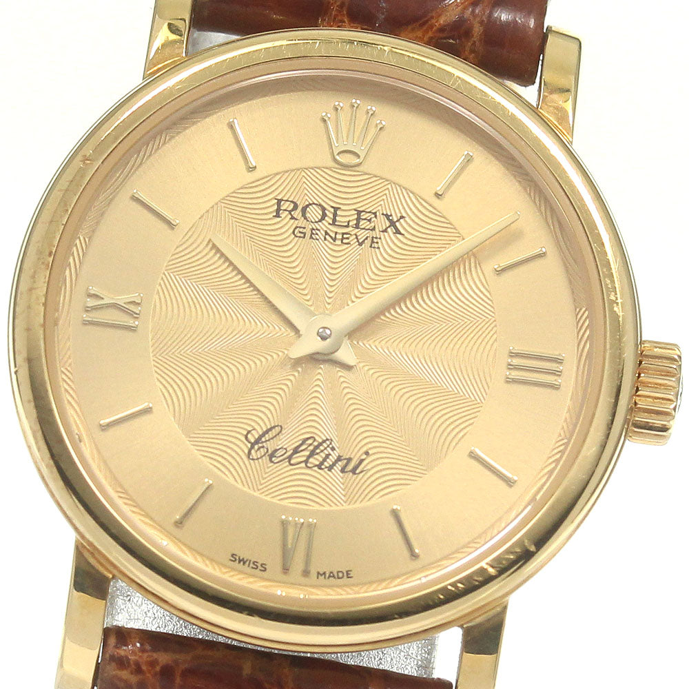 ROLEX Cellini 6110/8 18K Yellow Gold Gold Dial Quartz Ladies Watch_830379