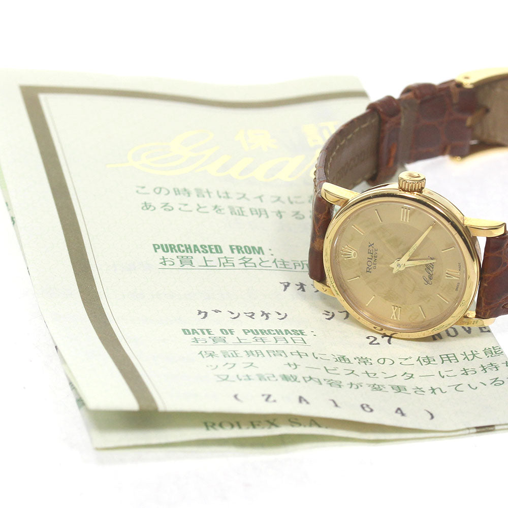 ROLEX Cellini 6110/8 18K Yellow Gold Gold Dial Quartz Ladies Watch_830379