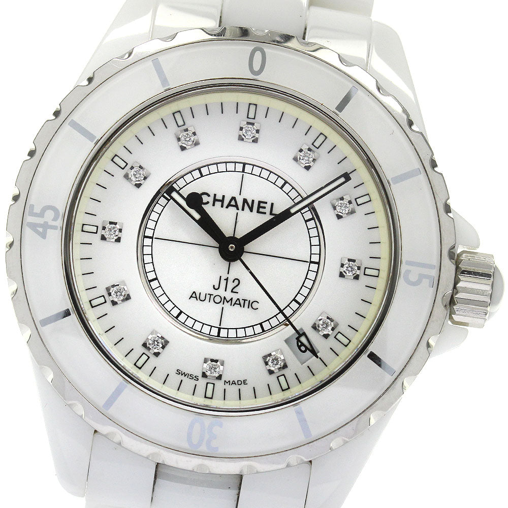 CHANEL J12 H1629 White Ceramic 38MM 12P Diamond white Dial AT Men's_830479